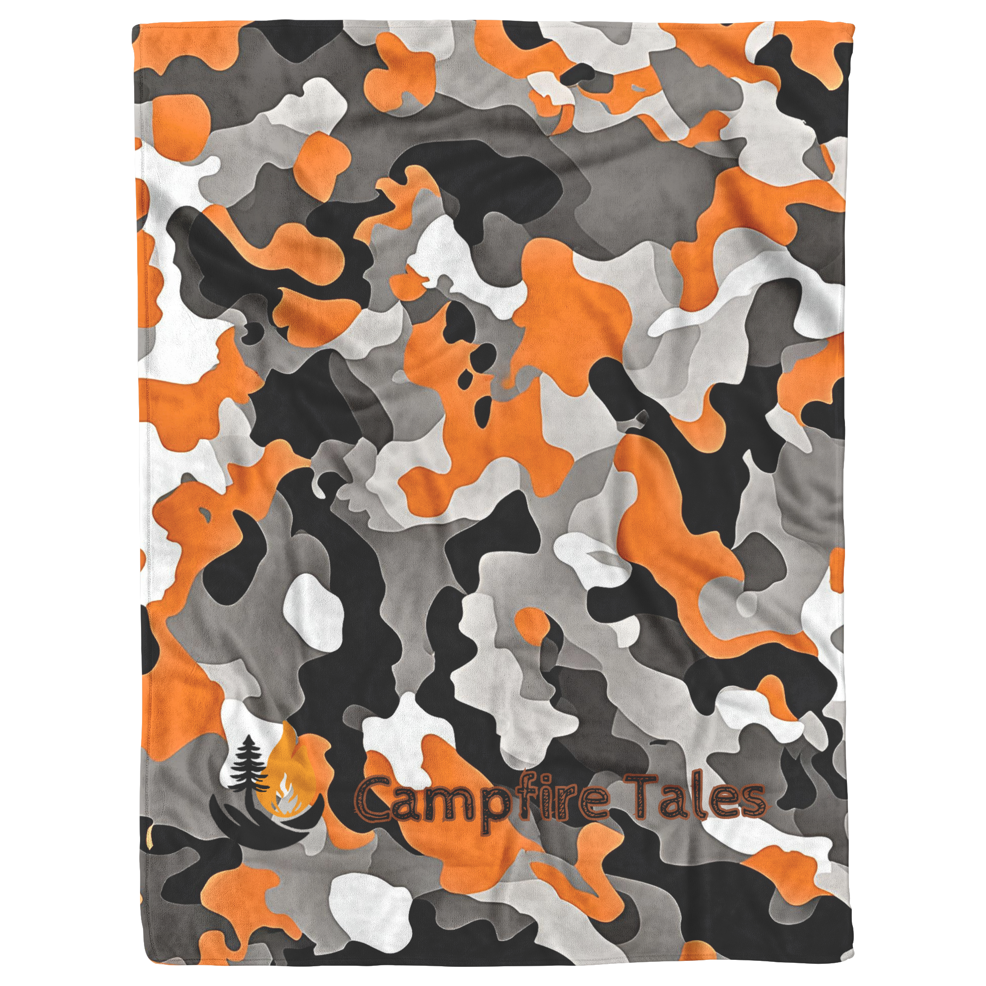 Orange Camo Sherpa Fleece Blanket